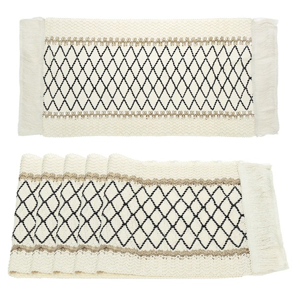 sourcing map 6Pcs Woven Cloth Placemats, Doilies with Tassels Place