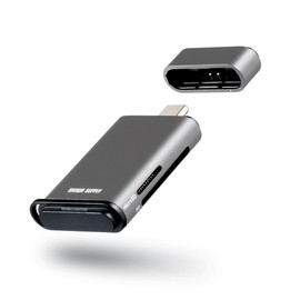 Sanwa Direct 400-ADR337GM SD Card Reader, USB-C UHS-II Compatible, 2-in-1 SD, MicroSD, Simultaneous Recognition, USB3.0, 5Gdps, High Speed SDXC/SDHC, Gun Metallic