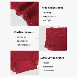 Aijolen Cotton Underwear for Women Breathable Lace Bikini Panties Women's Hipster Underpants S-XL