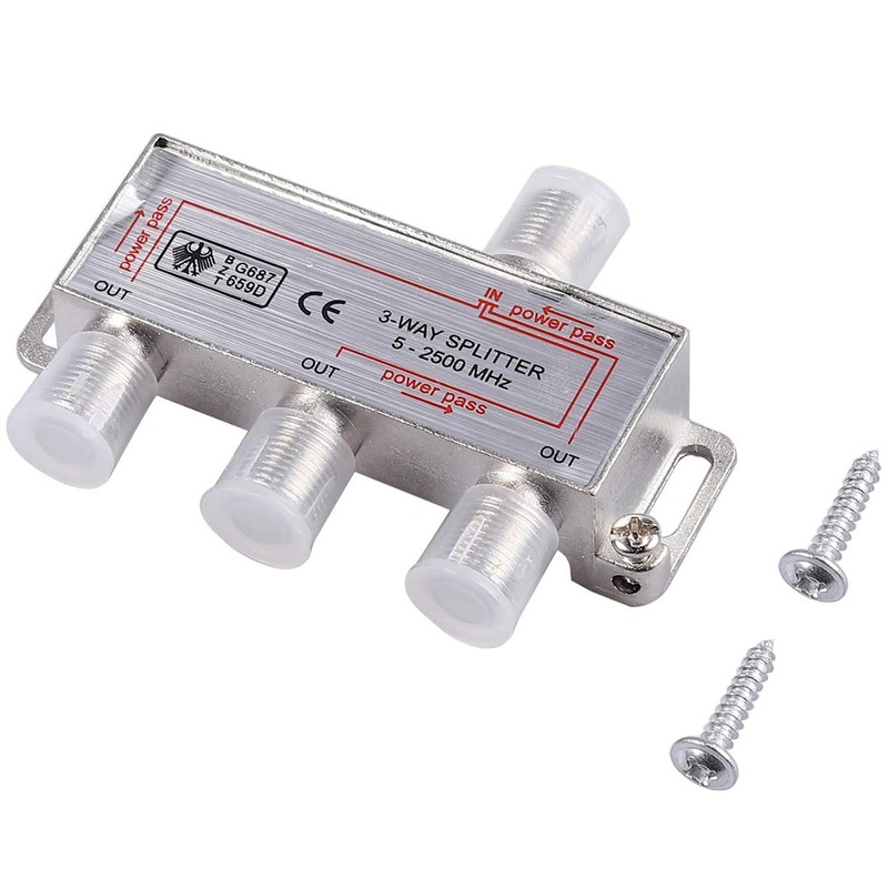 TV Antenna Splitter 3Way F-Type Aerial 5-2400MHz Power Pass Foxtel