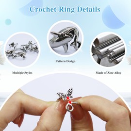 LIQALU Crochet Rings for Finger Crocheting Adjustable Crochet Tension Ring for Finger Crochet Finger Guard Ring Knitting Yarn Tension Ring for Women (9)