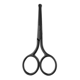 Nose Hair Scissors, Beard Scissors, Rounded Stainless Steel Nose Hair Scissors, 10 cm Black Beard Scissors, Eyebrow Scissors, Rustproof Rounded for Hair, Eyelashes, Moustache Nose
