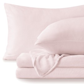 BEDELITE Flannel Sheets Full Size Pink - Super Soft Fleece Sheets Set Fluffy Extra Plush, 4 Piece(Include Fitted Sheet, Flat Sheet, 2 Pillowcases)