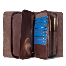 ZUOYOUZ Women's Large Wallet Portrait Format with Coin and Debit Card Compartment, Leather Purse Large Many Compartments for Men and Women, dark brown, Retro