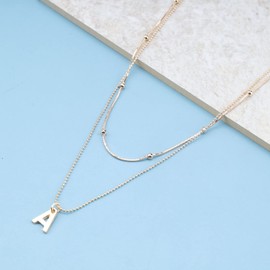 Cimenexe Bohemian Letter Pendant Necklace Layered A Choker Necklace Gold Alphabet Choker Necklace Vintage Satellite Chain Necklace Jewelry for Woman and Girls