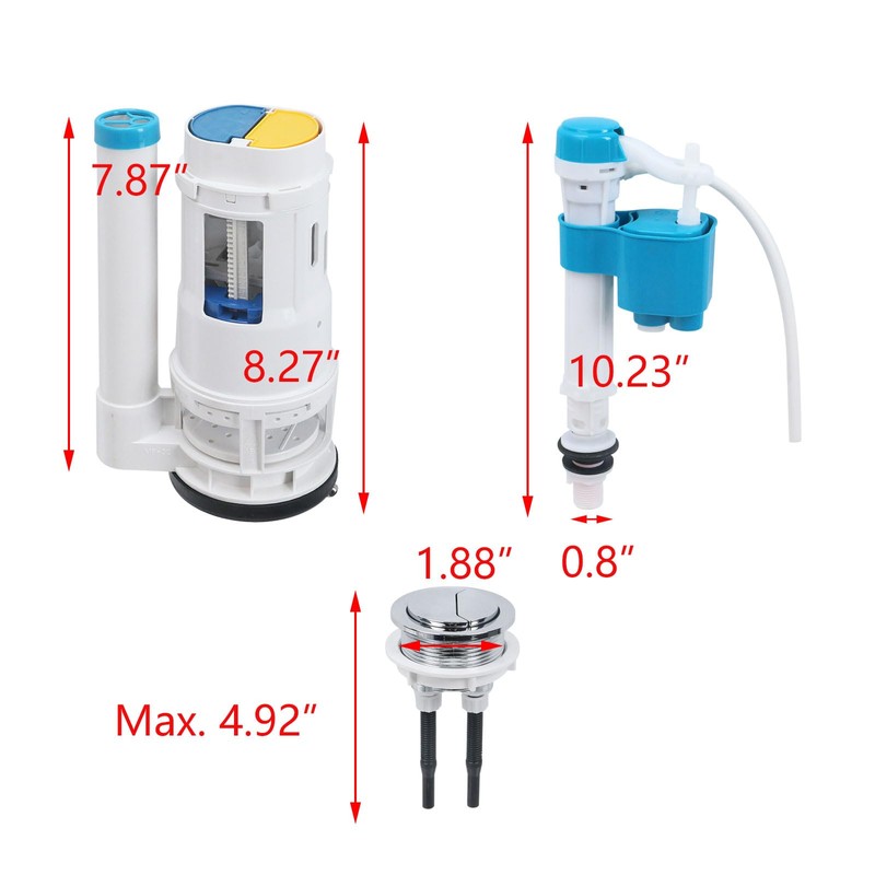 T Tulead Toilet Flush Replacement Kit, Flush Valve 2.5", Fill