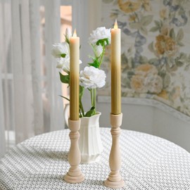 CozierGlow Flameless Taper Candles Flickering with Remote and Timer, 3D Moving Flame Taper Candle Battery Operated to 400 Hours, 9 Inch Window Candles, (Gradient Gold-Vertical Stripes)