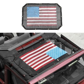 JeCar - Parasol de Malla para Puerta Delantera, Duradera de poliéster con Bandera Estadounidense, Proporciona protección Solar UV para Jeep Wrangler 2007-2018 JK & Unlimited
