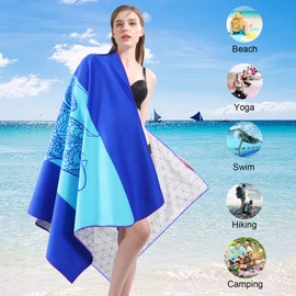 Microfiber Lightweight Thin Beach Towel Sandproof Compact Clearance Towels Quick Dry Sand Free Camping Swim Pool Blanket Travel Essentials Accessories Vacation Women Men Adult Gift Navy Blue Big Shark
