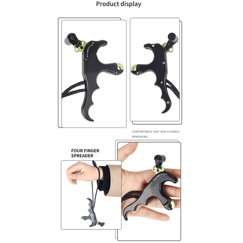 4 Finger Archery Release Aid Grip Adjustable Aluminum Alloy Compound