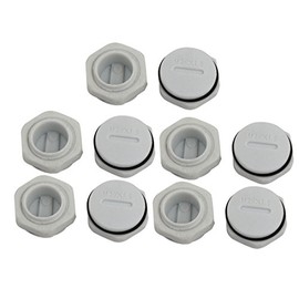 sourcingmap 10pcs GLW-M20G Nylon Threaded Cable Gland Cap Round Screw-in Cover Gray w Washer