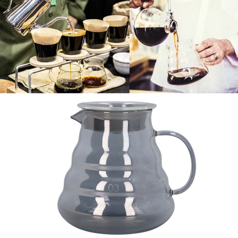 Electroplated Grey Coffee Pot High Borosilicate Glass Hand Coffee Server
