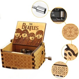 Cuzit Antique Carved Music Box Hand Crank Music Box The Beatles Let It Be Wooden Music Box Toy