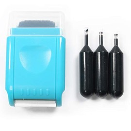 IKON MOTORSPORTS, Identity Theft Roller Stamp, Blue ID Protection Confidential Guard Wide Roller Stamp with 3 Ink Refill