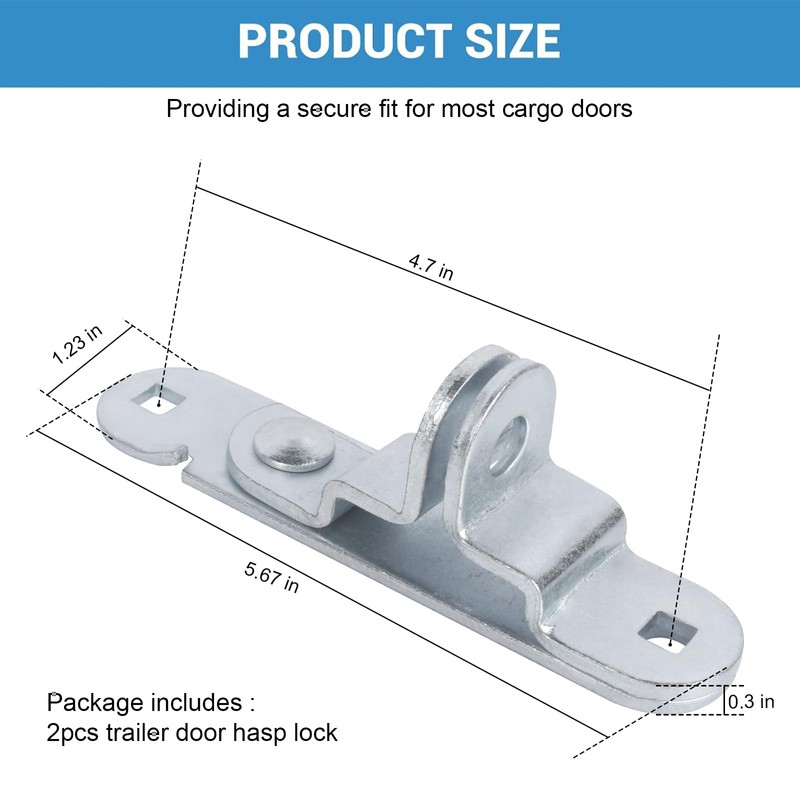 Cargo Trailer Door Latch Hasp Keeper for Ramp Padlock Race
