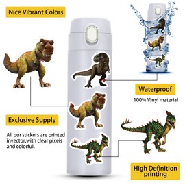 Aiekule 2022 Dinosaur Stickers 50 Pcs Water Bottle Stickers Vinyl Vsco Waterproof Cute Aesthetic Realistic Laptop Luggage Skateboard Stickers Gift for Kids Boys and Teens