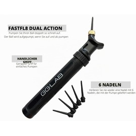 Gloveglu GG:LAB Sports Ball Pump with 6 Metal Needles: Twice as Fast Pumps, Pump for Football, Rugby Ball, Basketball, Volleyball, Netball, Handball and Other Inflatable Sports Balls