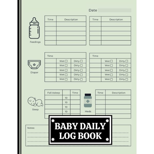 Baby Daily Log Book: Record and Track Babys Feeding, Diapering,