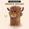 Curly-haired Highland Cow Driver Headcover Funny, Soft Cozy Plush Animal