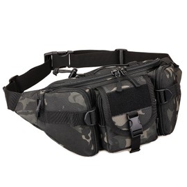 HUNTVP Tactical Waist Bag Military Waist Pack Molle Bumbag Fanny Pack Bum Bag for Outdoors Walking Running Daily Use Hiking Camping Trekking (Camo-M)