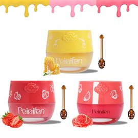 Bee Lip Balm Honey Pot, Galentines & Valentines Day Gifts, Girls Party Favors, Honey & Strawberry & Watermelon Moisturizing Sleeping Lip Mask Overnight