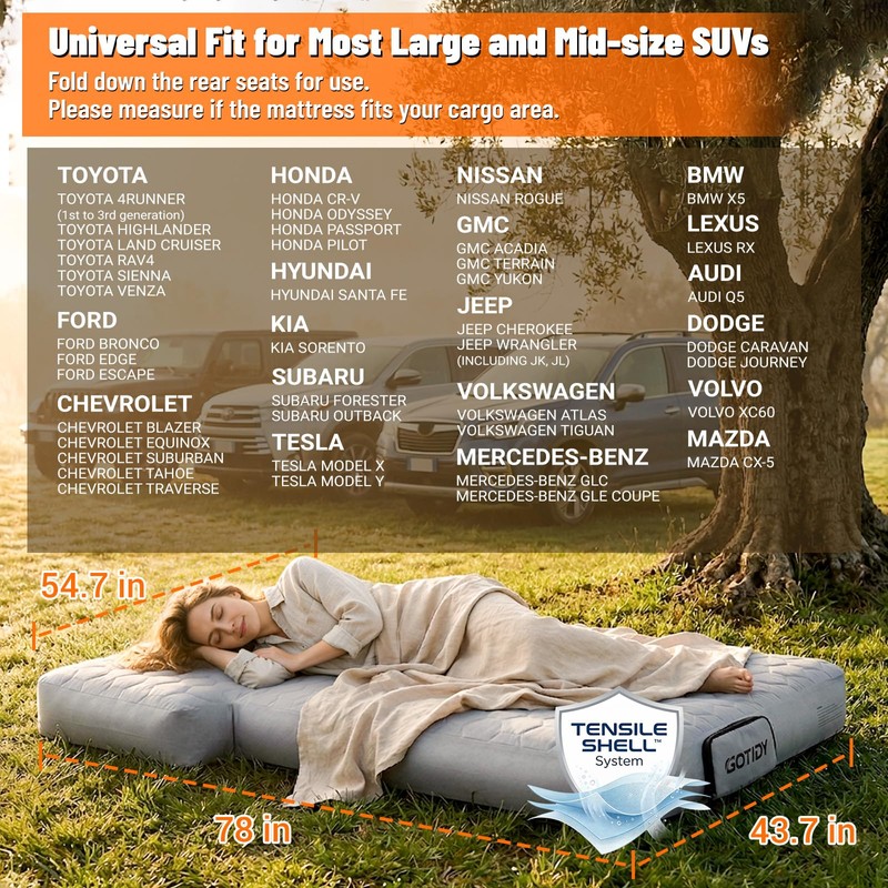 SUV Air Mattress,TENSILE SHELL Extra Sturdy & Comfortable, SUV Mattress