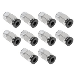 HOPESPANNER Push to Connect Air Fittings 5/32" Male Thread Air Line Quick Connector Plastic Metal 1/8" BSPT 10 Pcs Black Silver Tone