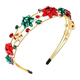 vokone Christmas Headbands for Women,Christmas Bow Headbands Multi Layer Crystal Hairbands Christmas Holiday Party Hair Accessory Gifts (Christmas Bow)
