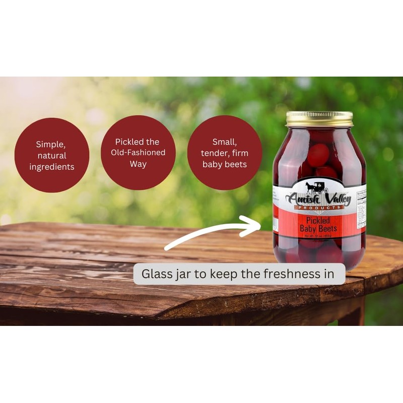 Amish Valley Products Pickled Baby Beets 32oz. Glass Jar (1
