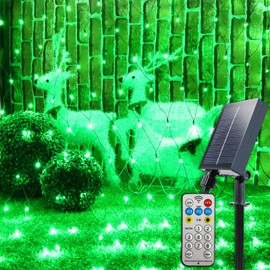 YAOZHOU Solar Christmas Net Lights Outdoor Waterproof,Green 264Led 9.9Ft*6.6Ft Mesh Lights 8 Modes with Timer,Solar Powered Christmas Decorations for Lawn, Bushes, Trees