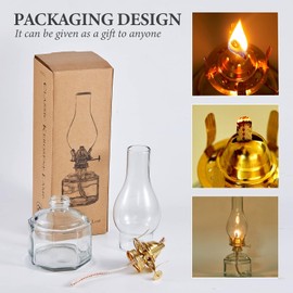 Houselden 2 Pieces Large Glass Kerosene Lantern Vintage Oil Lamps for Indoor Use Decor Chamber, Hurricane Lamp Home Lighting Clear Lantern Classic Vintage Glass