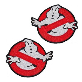 Pack of 2 compatible with Ghostbusters funny flag patch, iron-on patch, tactical military application for clothing, bags, vest, jacket, backpacks