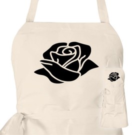 Huuraa Apron Rose Blossom Unisex Apron Cooking Apron Size with Motif for All Couples in Love Gift Idea for Friends and Family, natural