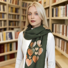 Sumato Scarf for Women Fall Winter Shawl Wraps Long Women Scarves Warm Soft Cashmere Feel Classic Heart Style Green