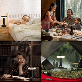 Fazipu Cordless Lamp,Portable LED Table Lamp,3 Color Rechargeable Night Light,Touch Cordless Table Lamps for Home,Battery Operated Desk Lamp for Bedroom,Bedside Lamp (Black-1)