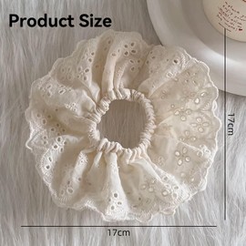 White Scrunchie, Giant Scrunchie, Lace Scrunchies, Scrunchies Women, Thick Hair Topknot, Bobbles Ponytail Holders, White Lolita Batch Hair Bundle Accessories, for Ladies Girl