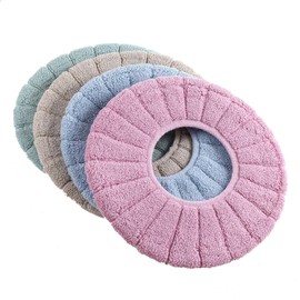 Toilet Seat Cover Pads Warmer Toilet Seat Covers Soft Toilet Cushion Washable Toilet Seat Cover Suitable for Most Toilets in the Family Are 4 Pieces (Brown + Green + Blue + Pink)
