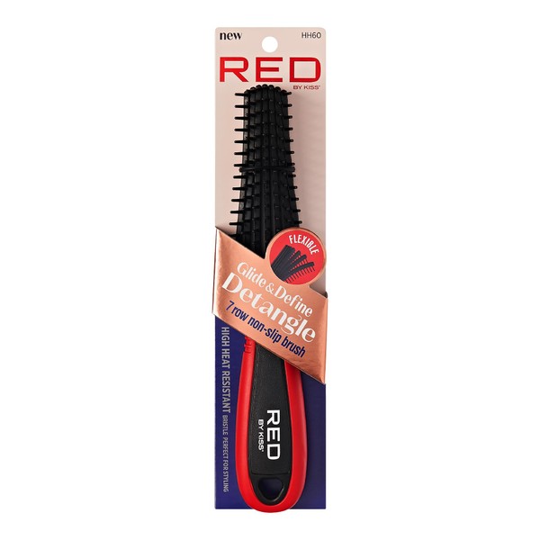 Red by Kiss Detangling Brush for Black Natural Hair, Detangler Brush for Natural Black Hair Curly Hair Afro, Glide & Define Non-Slip Brush (Small)