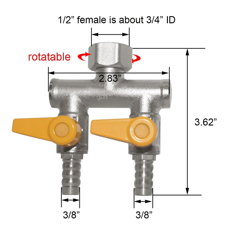 Joywayus 3 Way Copper Shut Off Gas Ball Valve Kit