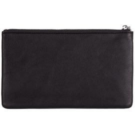 Leather Bank Bag with Zip Wallet Document Folder Letter Folder, black, Classic