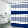 Navy Striped Shower Curtain Modern Abstract Geometric Stripes Blue White