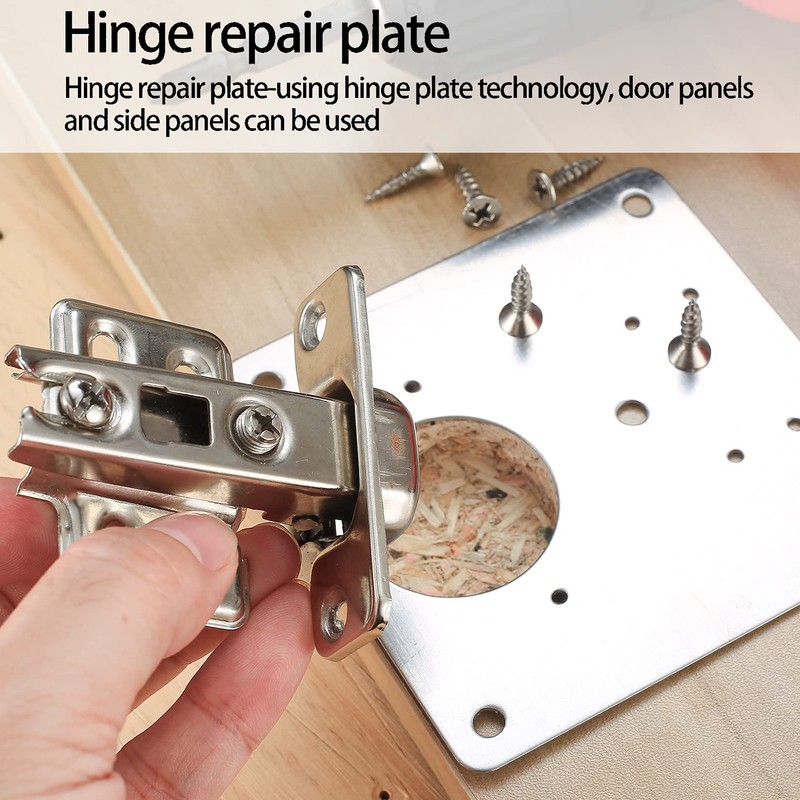 6 Pcs Hinge Repair Plate, Stainless Steel Hinges Repair Plates,