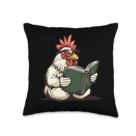 Serama Chicken Reading A Book Throw Pillow