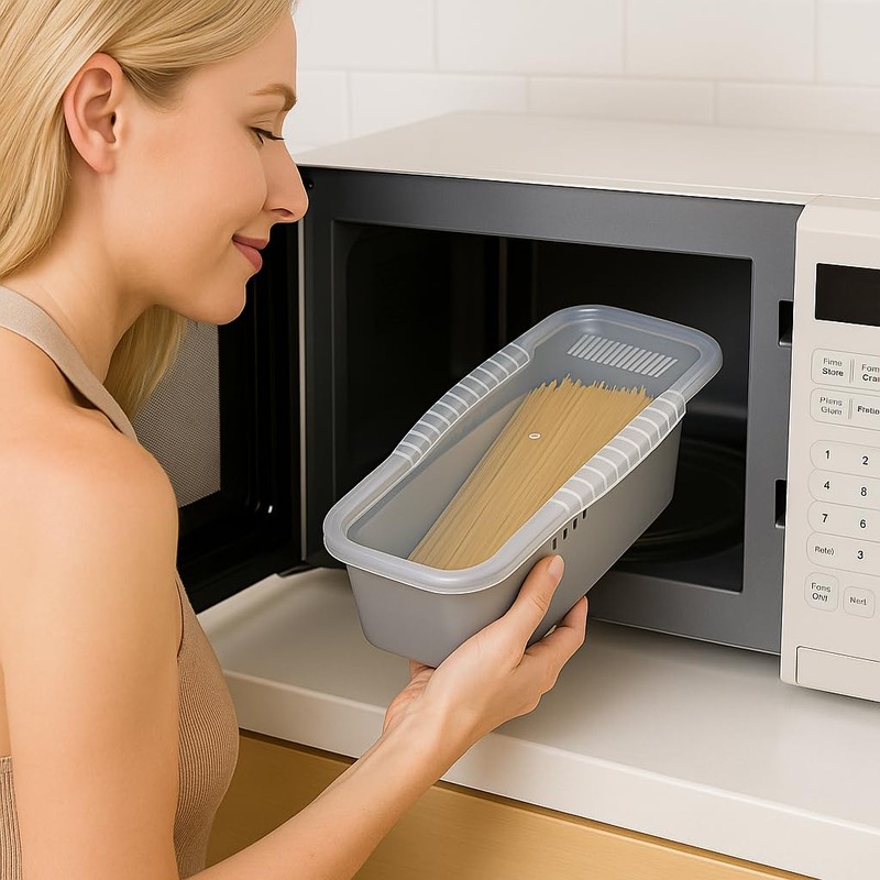 Microwave Pasta Cooker with Built-in Portion Tool – BPA-Free, Non-Stick