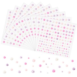 NALER Pearl Stickers Stickers Decorative Stickers Stickable, 1,650 pcs, DIY Supplies, Piercing, Seals, Face Seals, Glitter, Colorful, Charming Stickers, 0.1 inch (3/4/5/6 mm), Set of 10, Craft