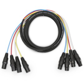 Jamesin 4 Channel XLR Male to Female Snake Cable, 15 Feet, with Color Coded Microphone Audio Cable, for Stage and Recording Studio, Can Be Used with Any Device with a 3-pin Female XLR to Male XLR