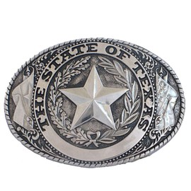 Needzo Rodeo Belt Buckles for Men, State of Texas Seal, Western Apparel, Silver Tone, 2.75 x 3.75 Inches