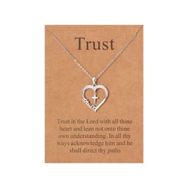 Lcherry Trust Necklace - Heart Cross Necklace for Women, Baptism Religious Gifts for Women Christian Jewelry