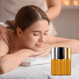 Ätherische Öle Roller Glasflaschen, 6 Stück 5ml Klein Nachfüllbare Containermit, Nachfüllbar Flaschen für Öle, Duftstoff, Kosmetika, Massagen