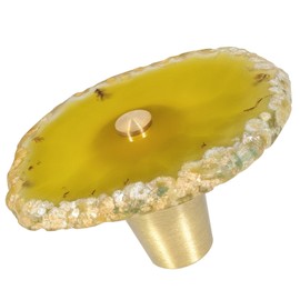 TUMBEELLUWA Natural Yellow Agate Slice Cabinet Knobs, Set of 4 Decorative Drawer Pull Handles for Dresser Wardrobe Cupboard